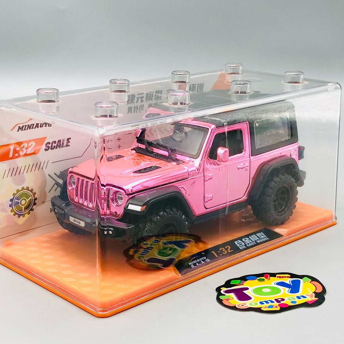 1:32 Diecast Rubicon Jeep With Acrylic Display Box - Metallic Pink
