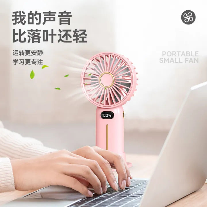 Rechargeable Digital Display Fan With Mobile Phone Bracket
