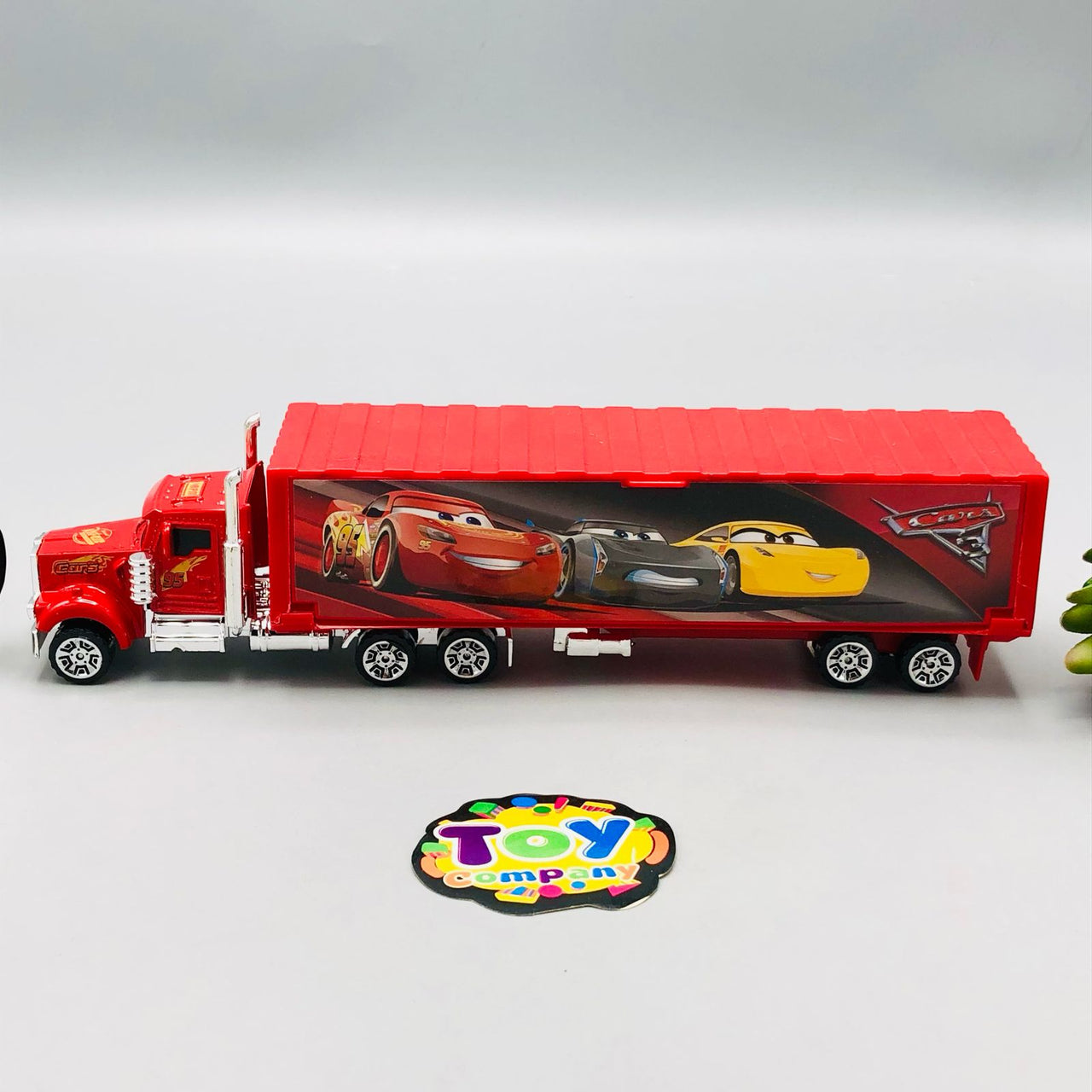 McQueen Inertial Container Truck With 2Pcs Alloy Cars
