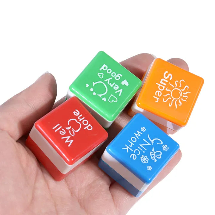 6Pcs Mini Self Inking Reward Stamp Set