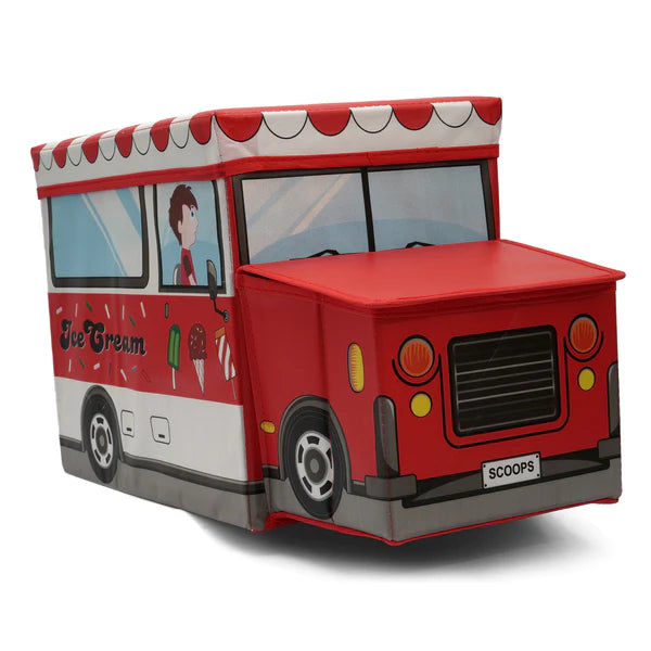Kids Foldable Storage Box - Ice Cream Car Red