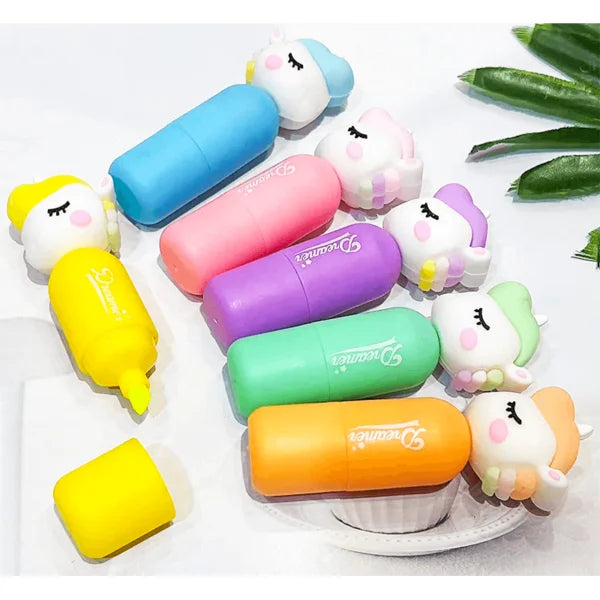 6Pcs Unicorn Themed Colorful Highlighter