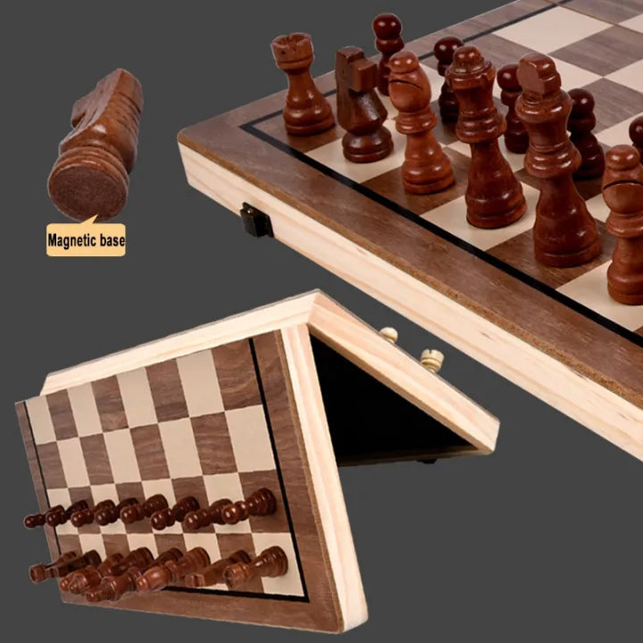 2in1 Chess & Checkers Foldable Play Game Set