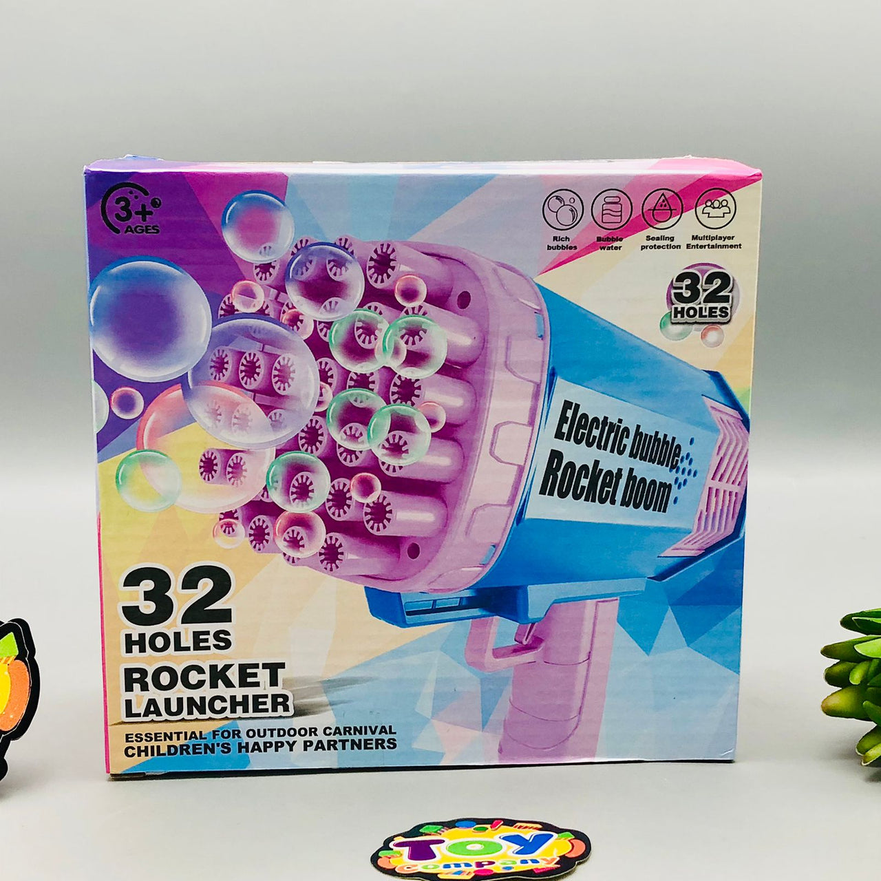 Rechargeable 32 Holes Rocket Launcher Colorful Bubble Gun