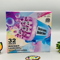 Rechargeable 32 Holes Rocket Launcher Colorful Bubble Gun