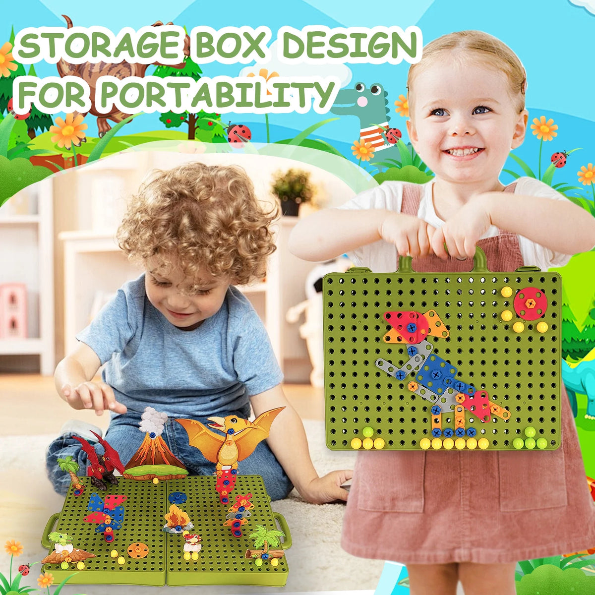 DIY Creative Dinosaur Projection & Puzzle Board With Storage Box