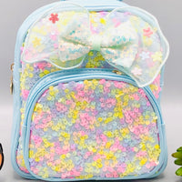7.5* Inches Girls Fancy Bow Backpack - Blue