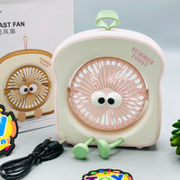 Rechargeable Summer Toast Mini Desktop Fan