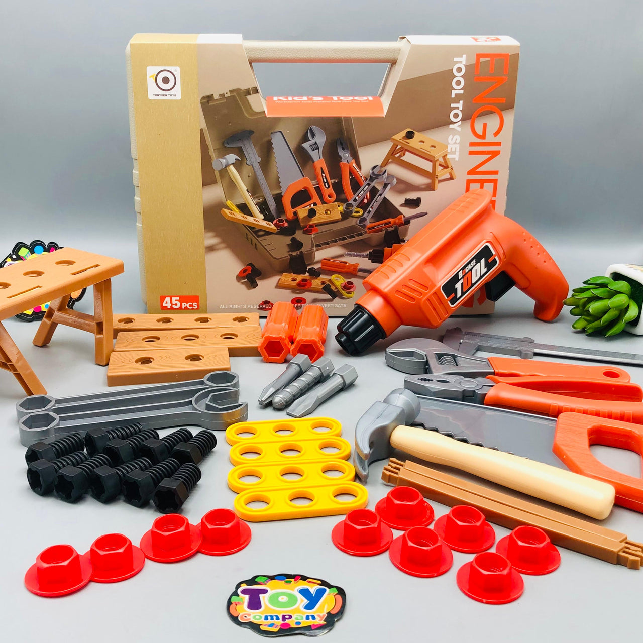 41Pcs Kids Pretend Play Engineering Tool Briefcase
