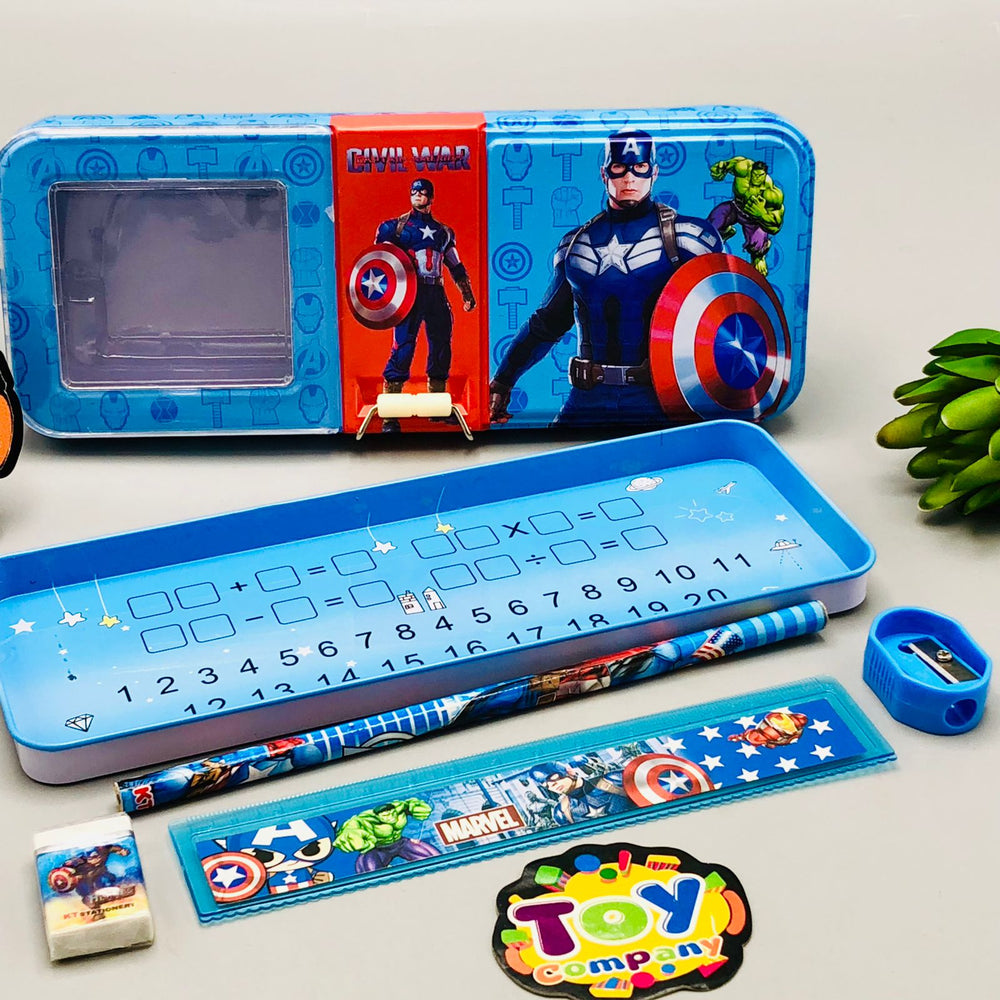 Tin Geometry Box With Stationary Set For Boys - Assortment