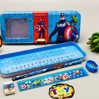 Tin Geometry Box With Stationary Set For Boys - Assortment
