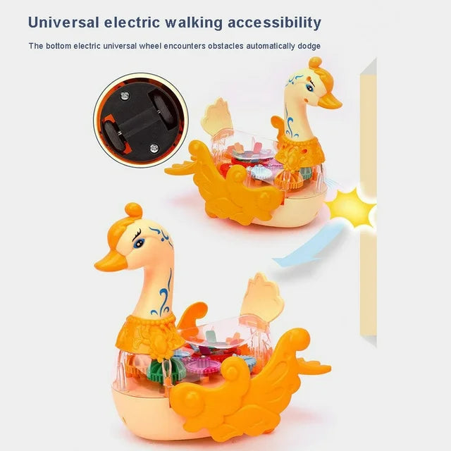 Electric Transparent Gear Swan With Light & Music