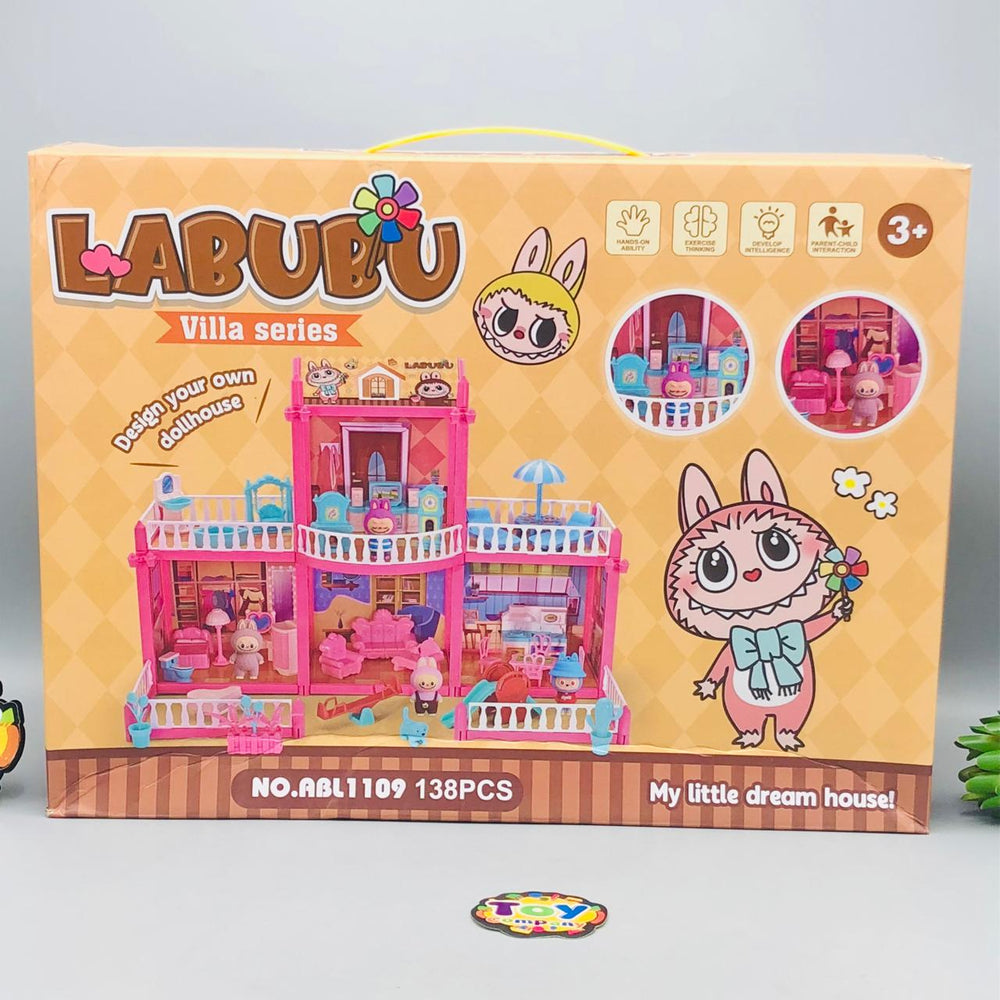 138Pcs DIY  Labubu Villa Doll House