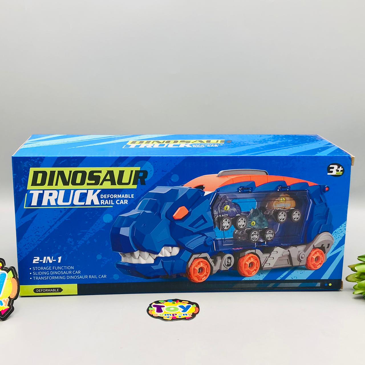 2in1 Foldable Dinosaur Truck With 3Pcs Cars