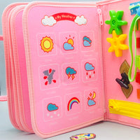 Montessori 8 Pages Multi-functional Activity Busy Book - Pink