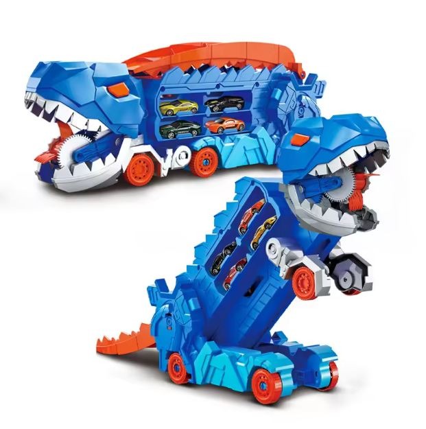 2in1 Foldable Dinosaur Truck With 2Pcs Cars
