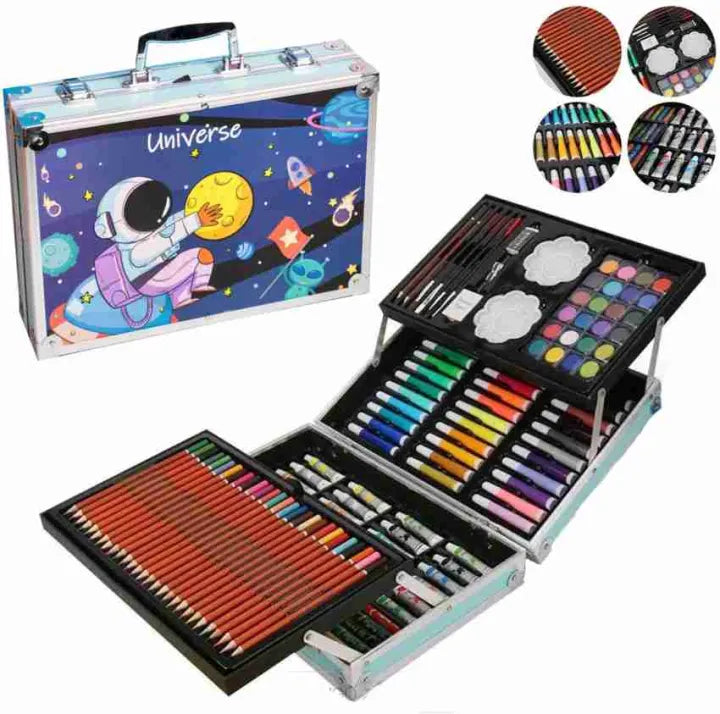 145Pcs Premium Space Themed Kids Painting Kit Briefcase