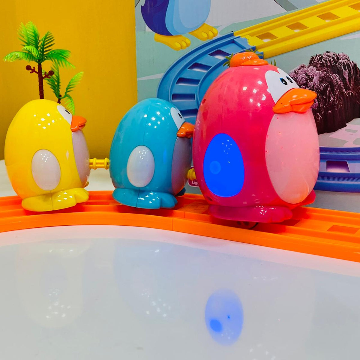Cartoon Penguin Musical Train Track