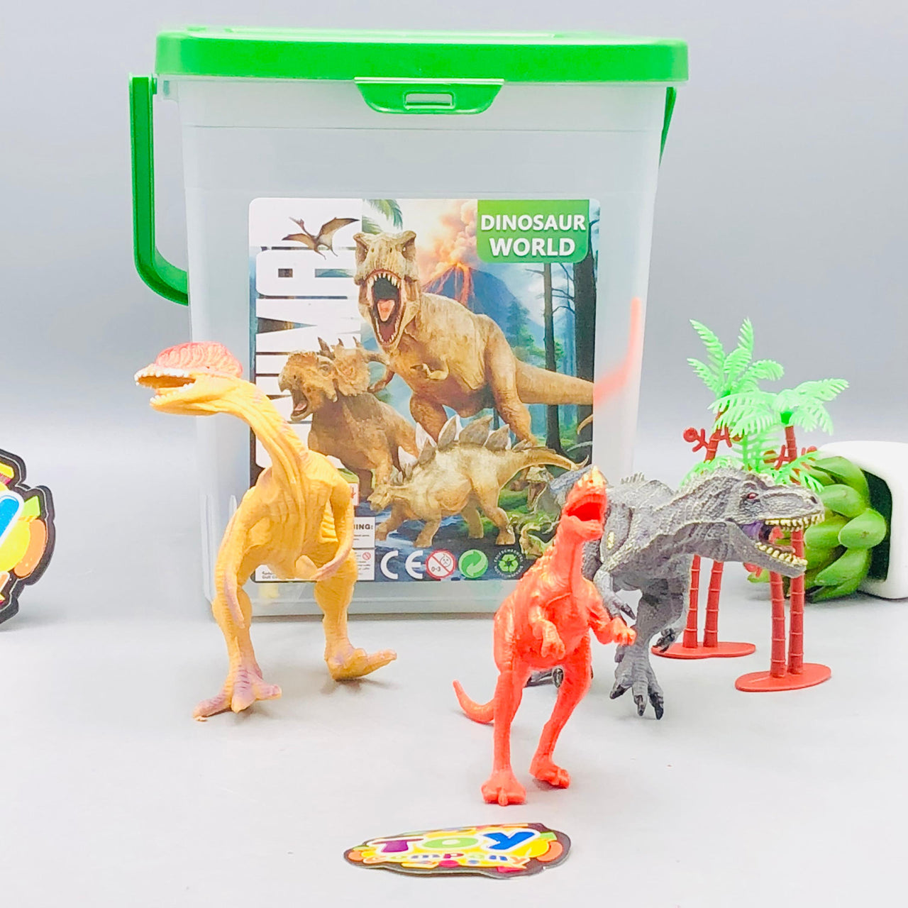 22Pcs Kids Wild Dinosaur World Toy With Storage Box