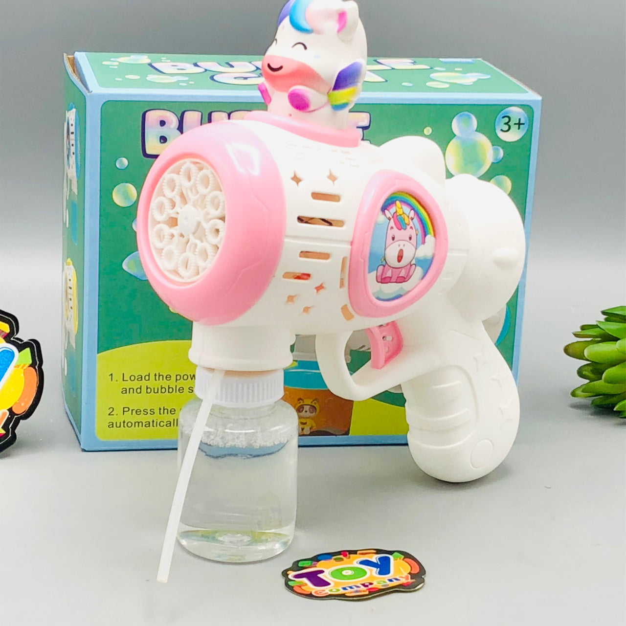 10 Holes Electric Unicorn Colorful Bubble Gun