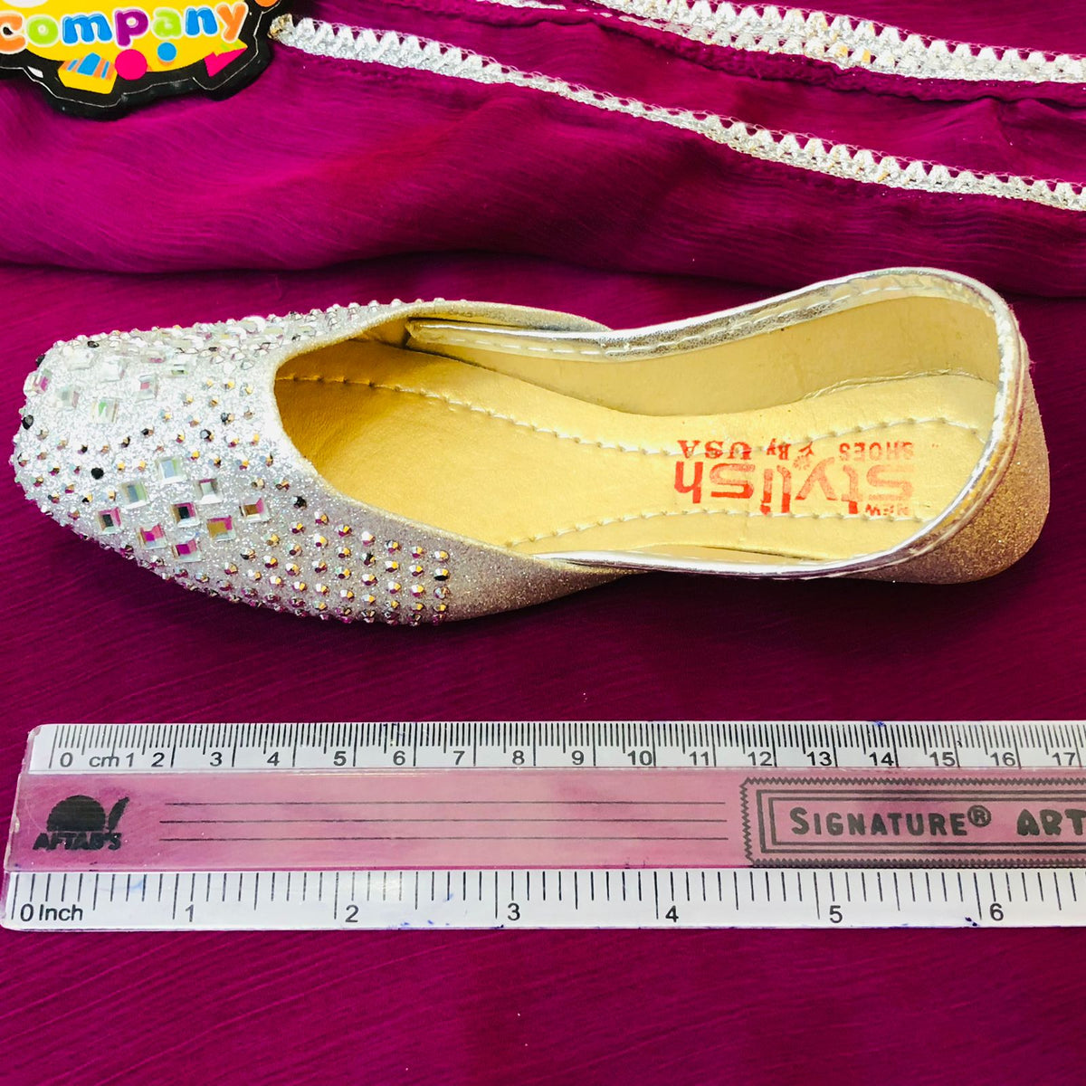 Hand-Made Girls Silver Fancy Khussa