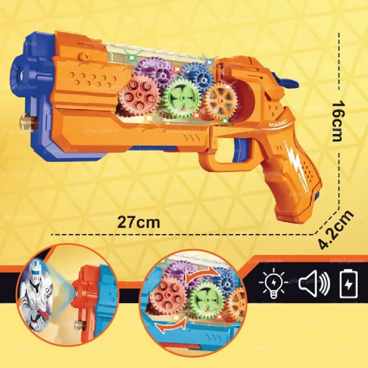 Transparent Gear Projection Shooting Gun With Light & Sound