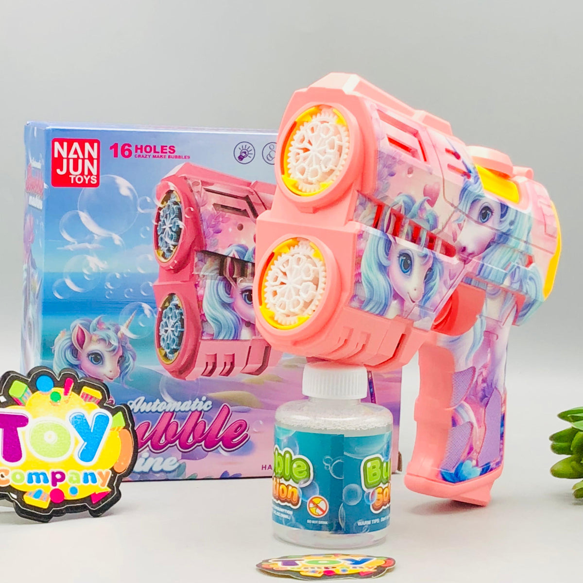 16 Holes Electric Unicorn Colorful Bubble Gun