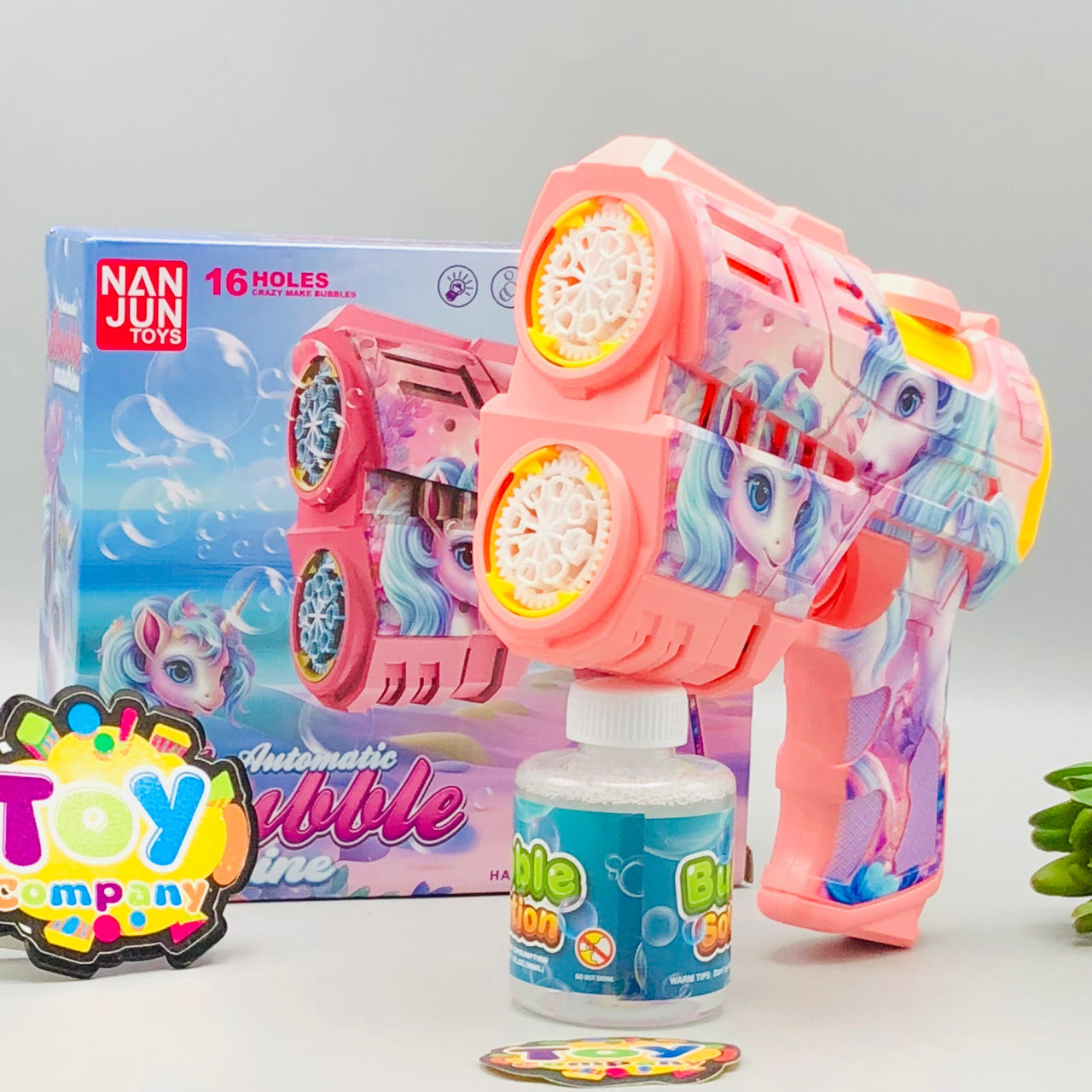16 Holes Electric Unicorn Colorful Bubble Gun