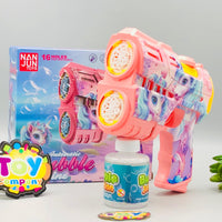 16 Holes Electric Unicorn Colorful Bubble Gun