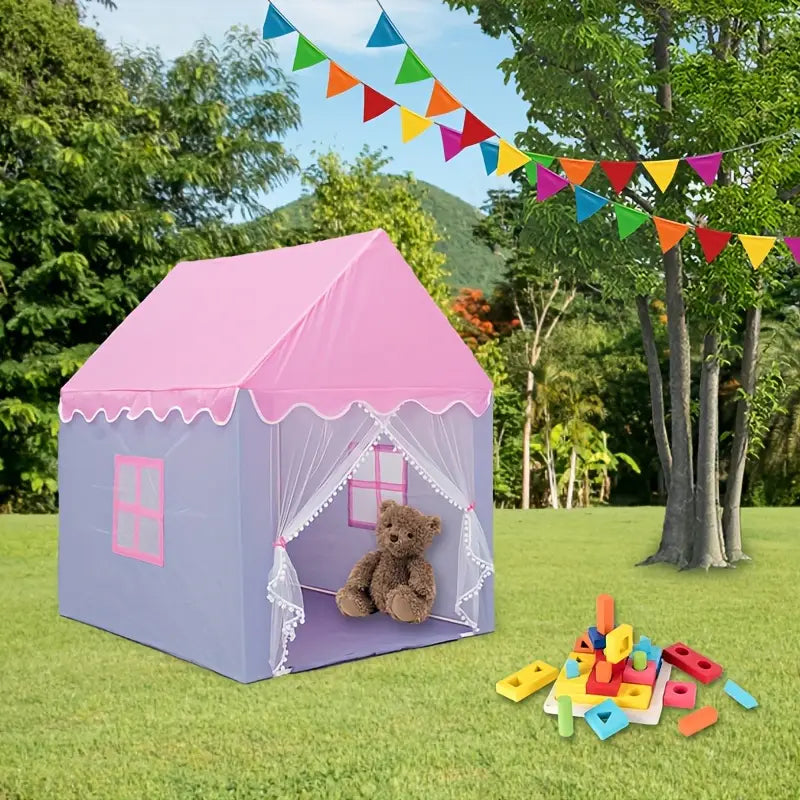 Princess Castle Play Tent House With Ocean Ball Lights - Pink