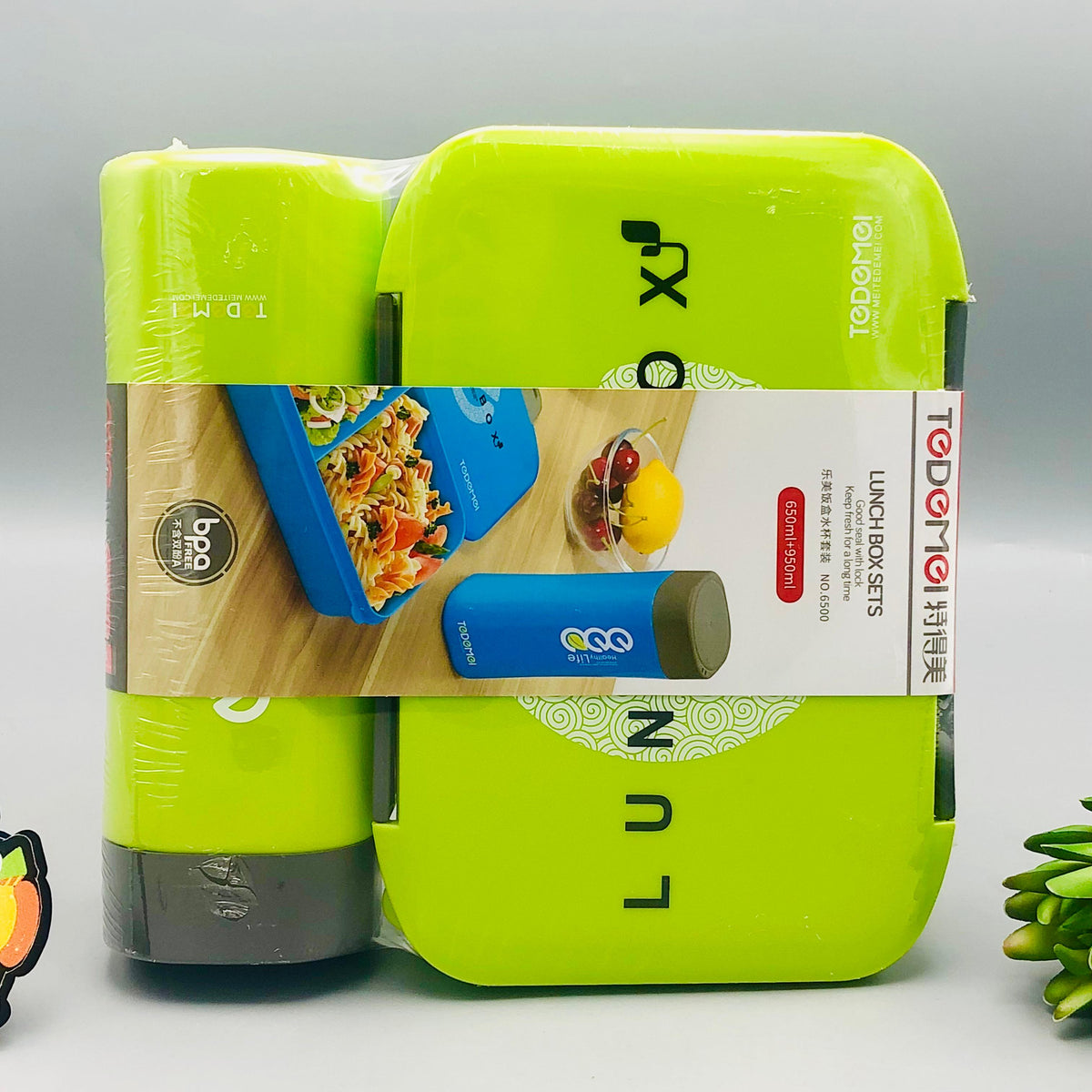 2in1 Premium Plastic Lunch Box & Water Bottle - Green