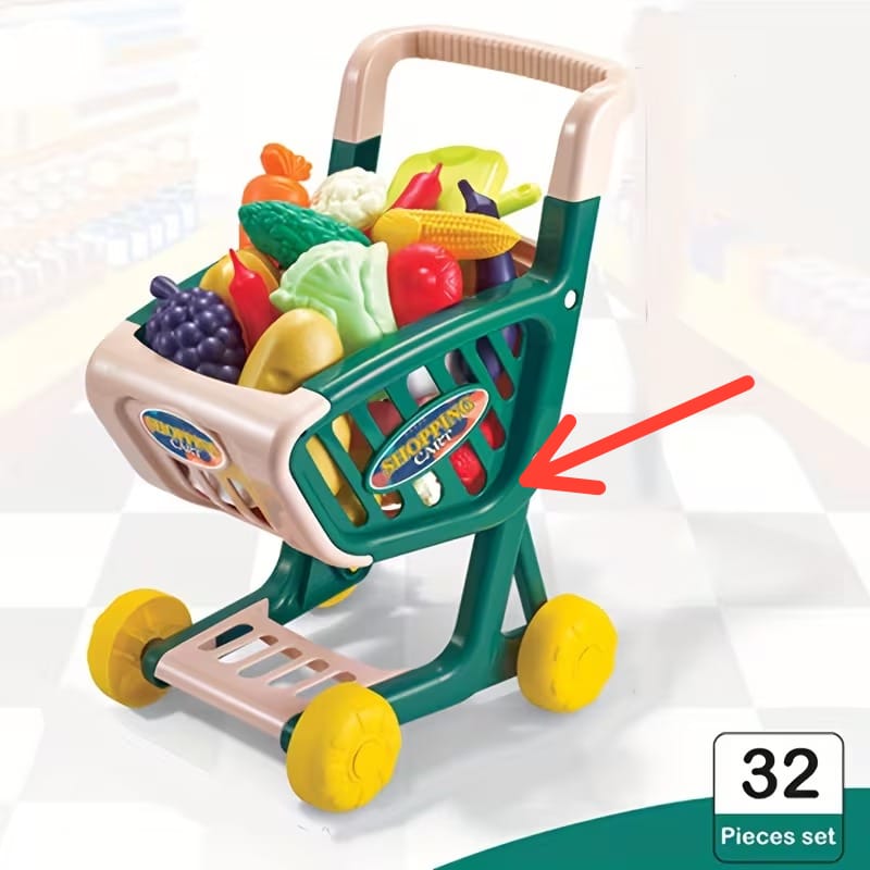 32Pcs Kids Pretend Super Market Shopping Cart - Major Fault