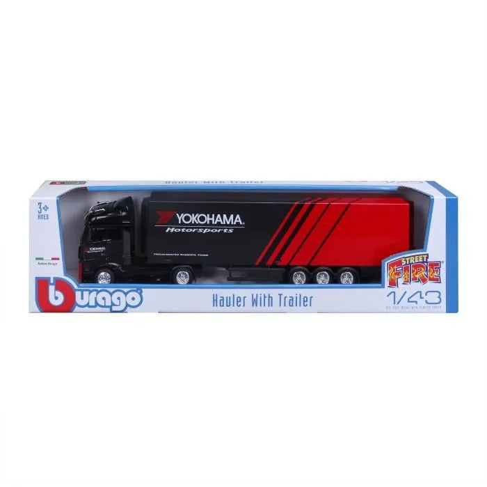 1:43 Bburago Street Fire Yokohama Hauler with Trailer