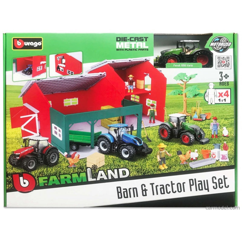 Bburago Farm Land Barn & Tractor Play Set