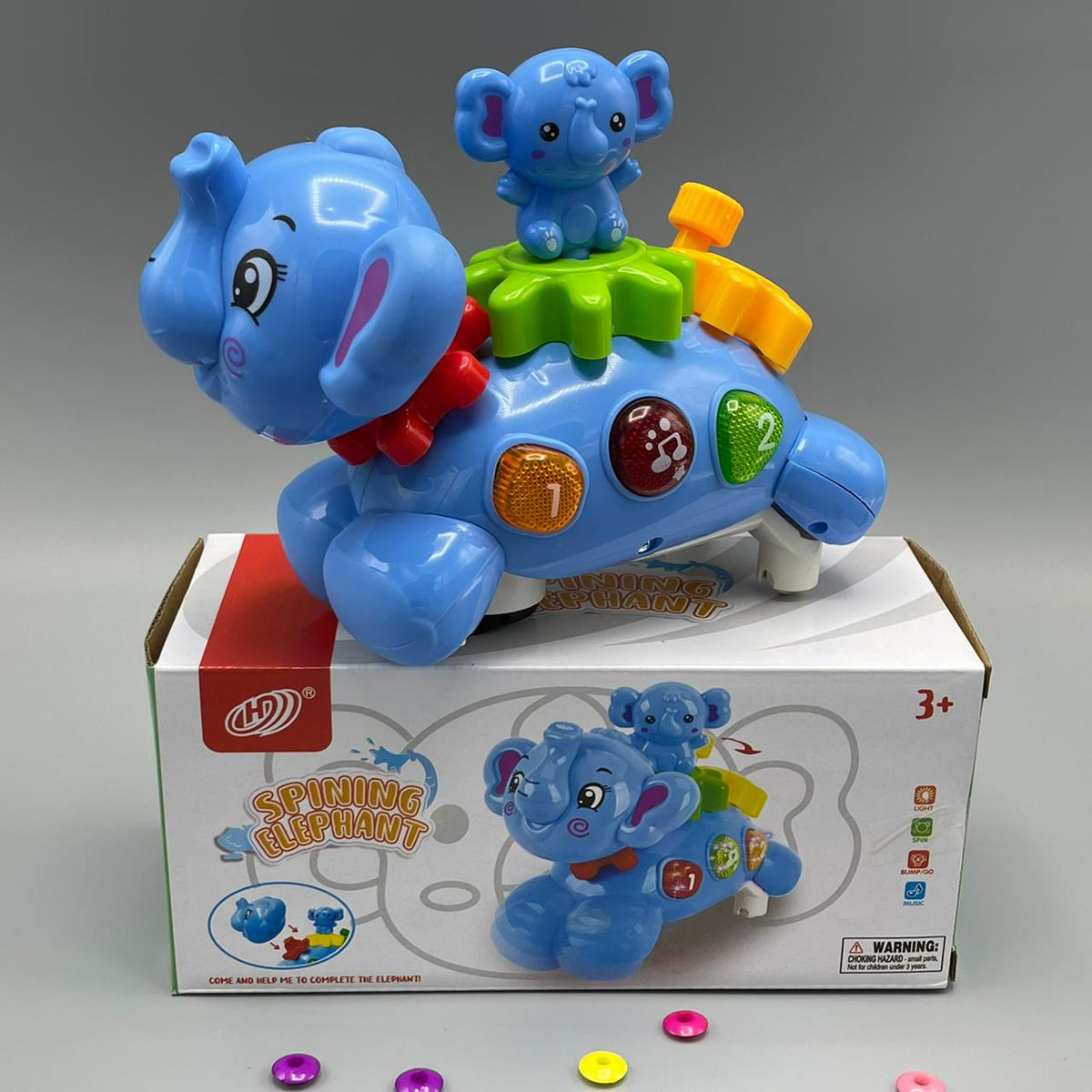 Spinning Elephant with Baby on Back