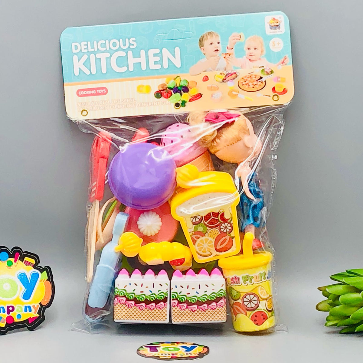 13Pcs Pretend Play Food Cutting Set With Doll