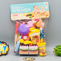 13Pcs Pretend Play Food Cutting Set With Doll