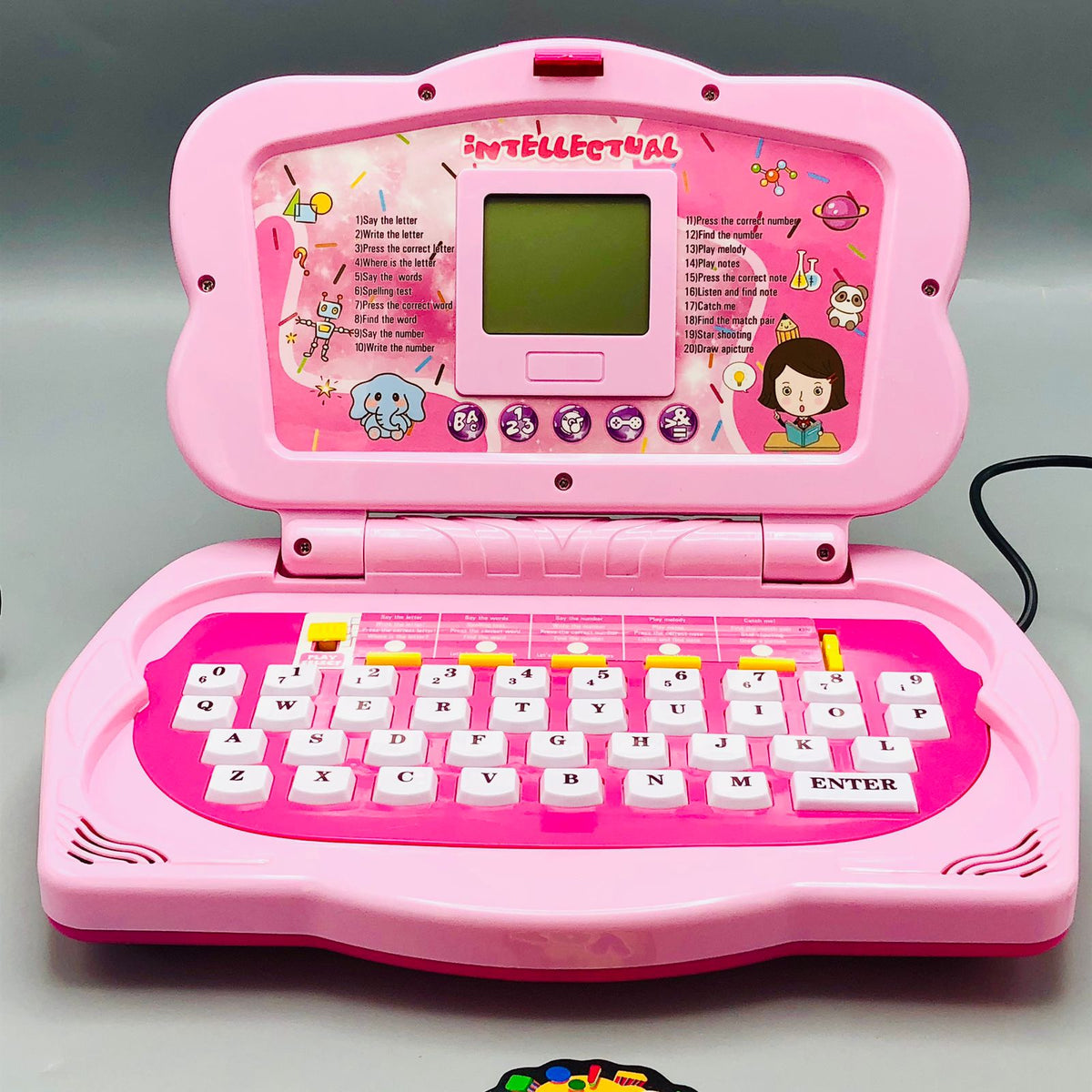 20 Activities Kids Intellectual Mouse Control Laptop - Pink