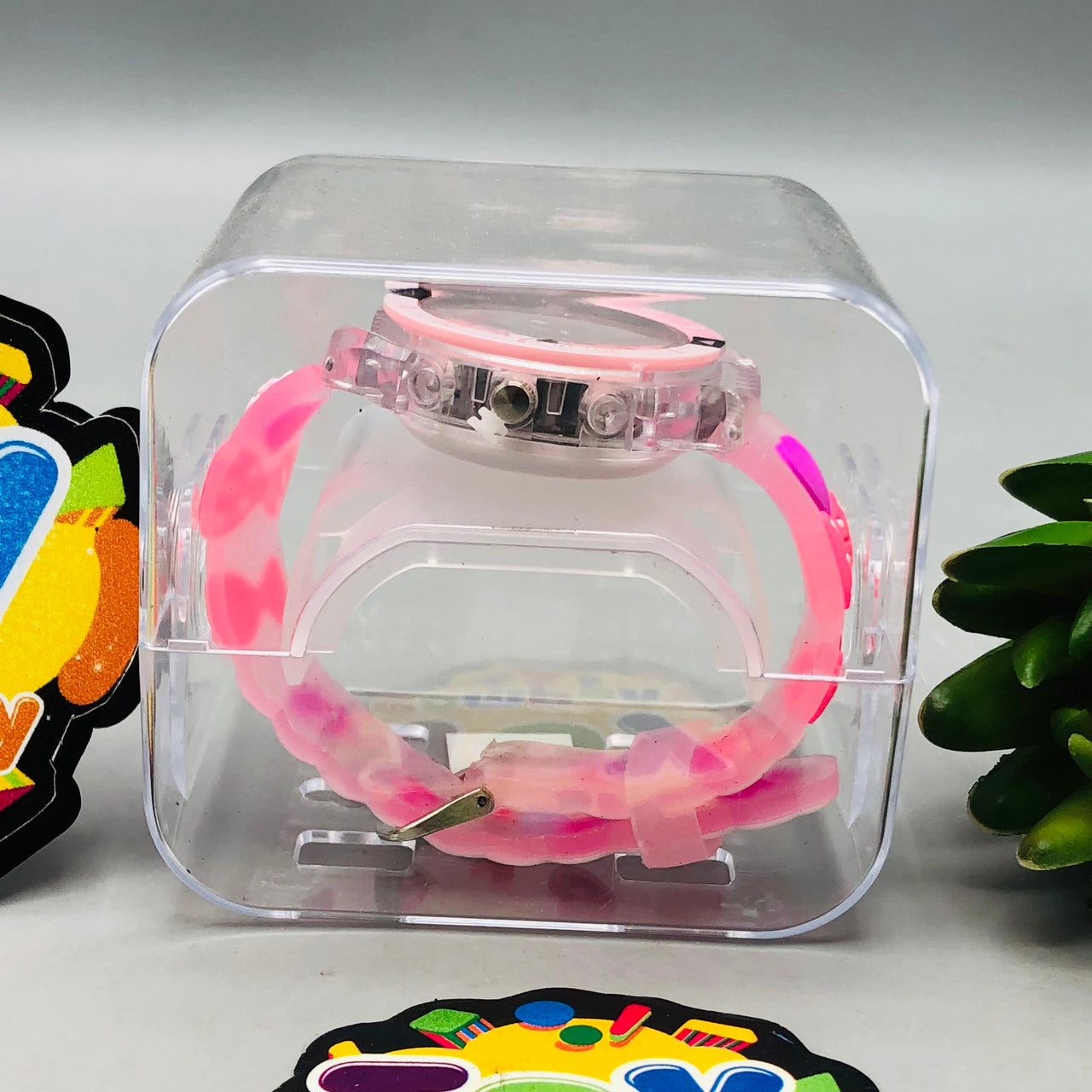 Hello Kitty Themed Lighting Watch With Acrylic Box