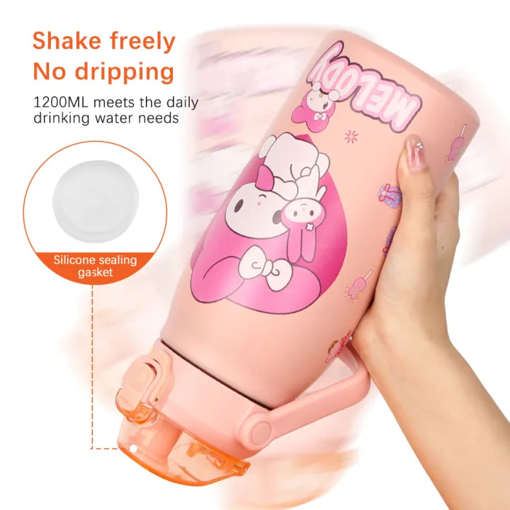 1200ml Stainless Steel Portable Sports Kettle - Pink