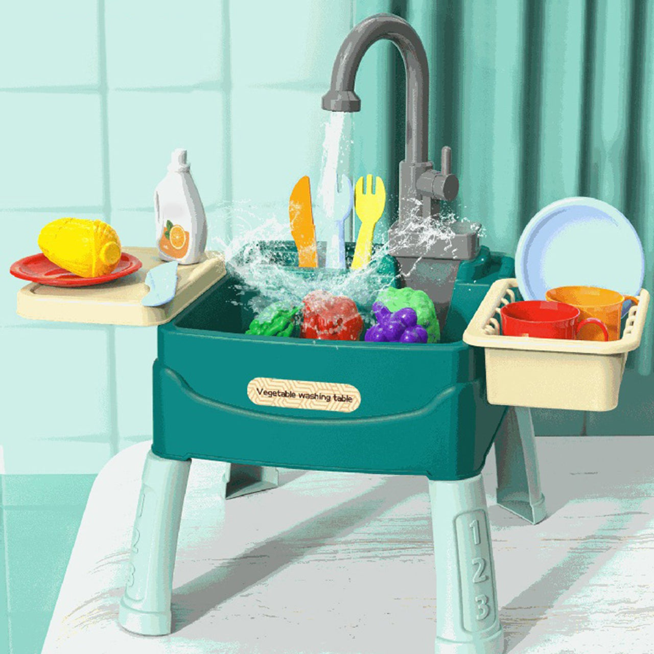23Pcs Washing Vegetables Play Sink Table