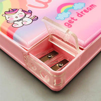 Unicorn Double Sided Geometry Box With Dual Sharpener