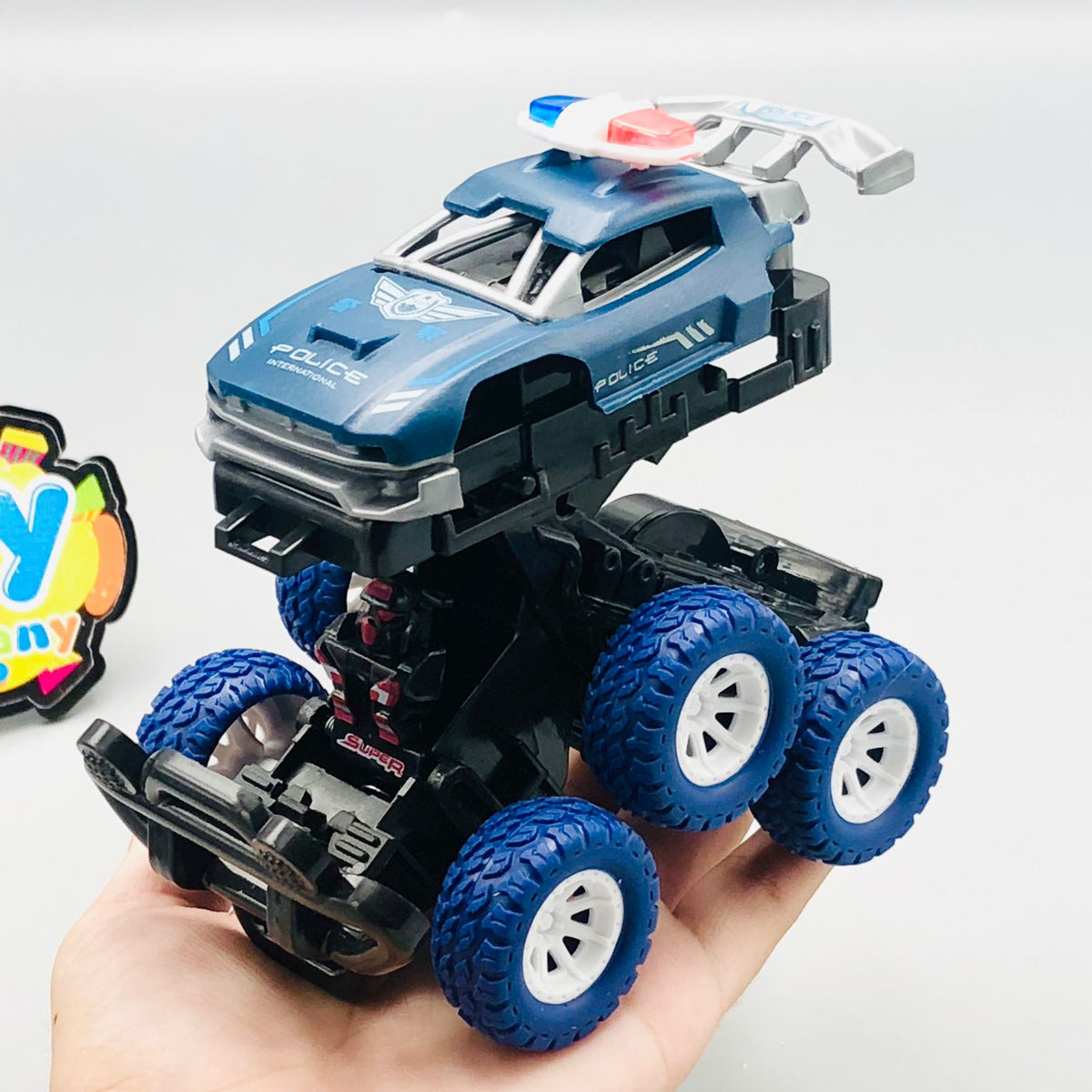 1Pc ABS Inertial Collision 6WD Police Car