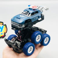 1Pc ABS Inertial Collision 6WD Police Car