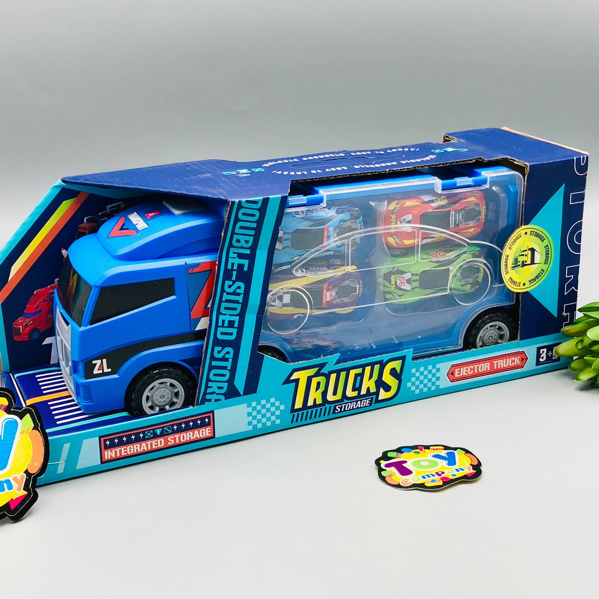 Inertial Double-Sided Ejector Truck With 4Pcs Cars