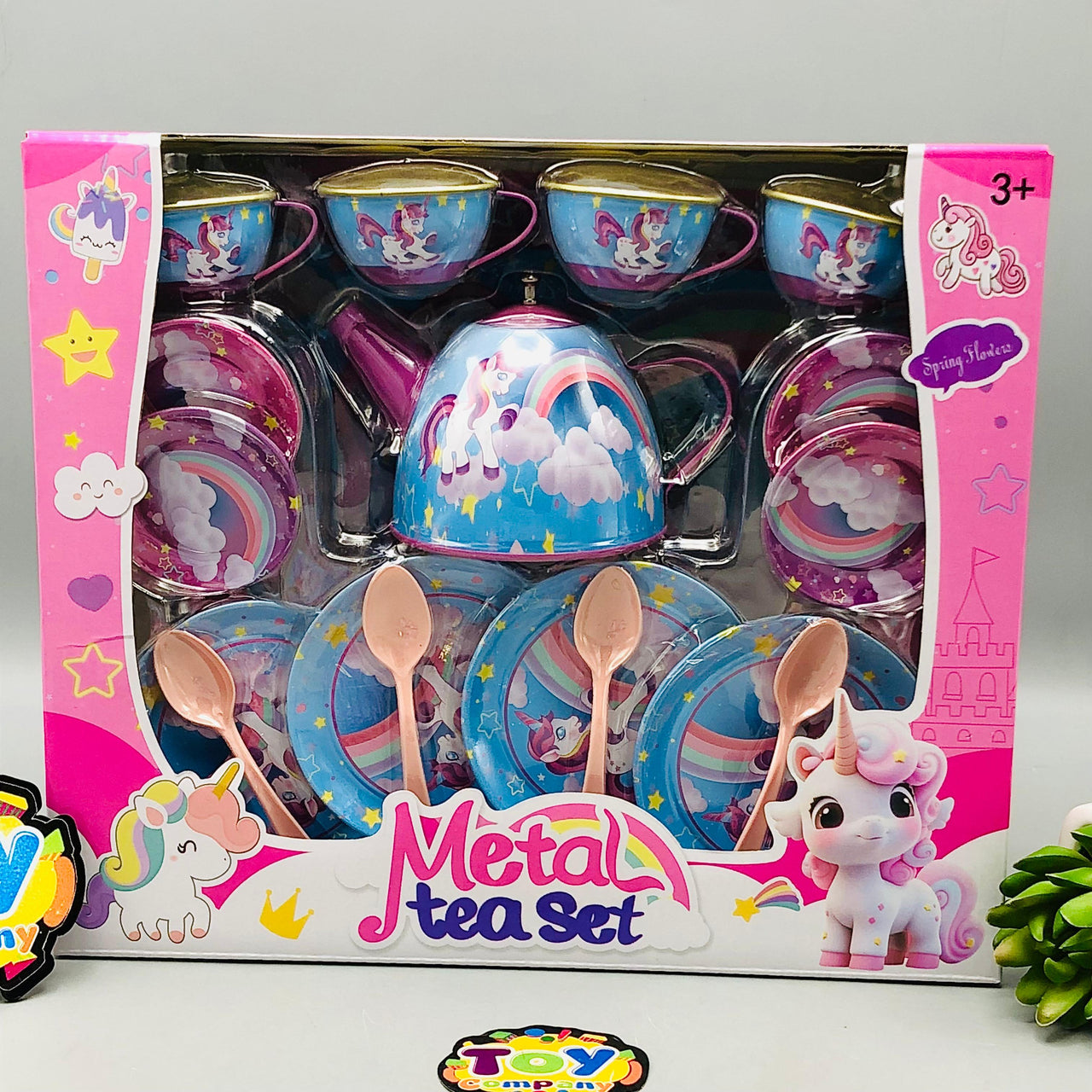 Kids 18Pcs Unicorn Themed Metal Tea Set