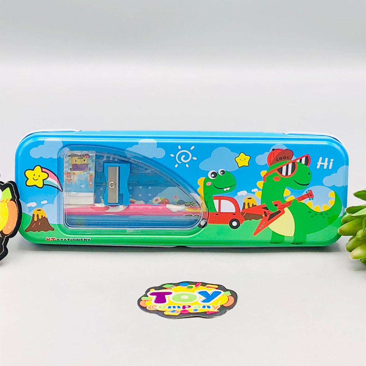 6Pcs Mini Dinosaur Themed Tin Geometry Box