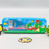 6Pcs Mini Dinosaur Themed Tin Geometry Box