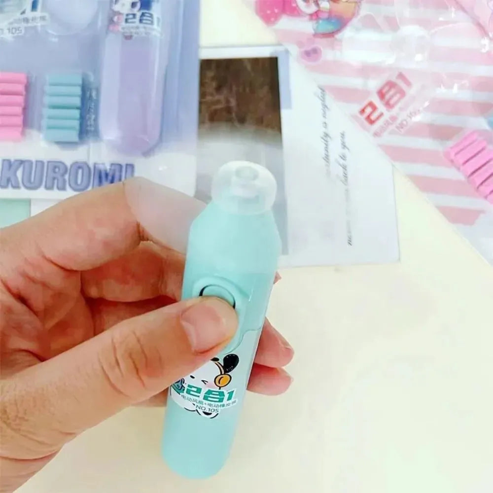 Cartoon Themed Electric Eraser With Mini Fan