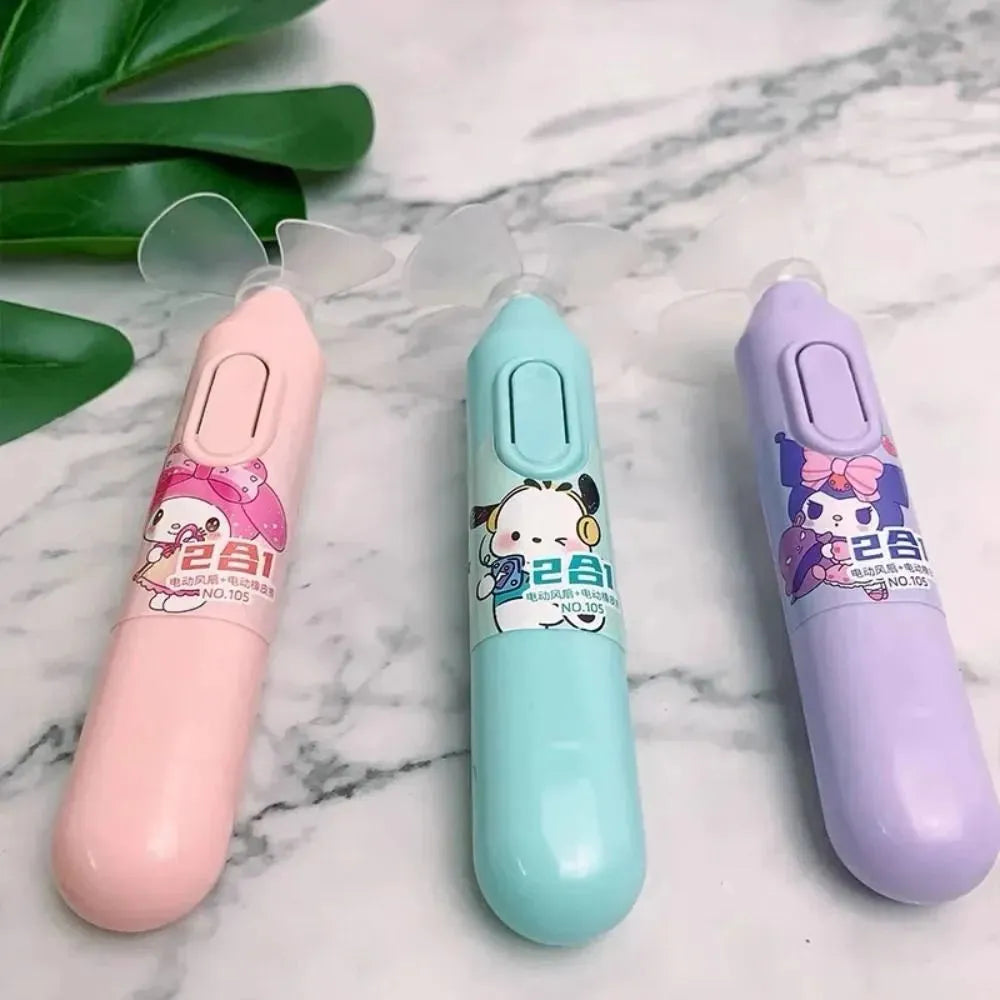 Cartoon Themed Electric Eraser With Mini Fan